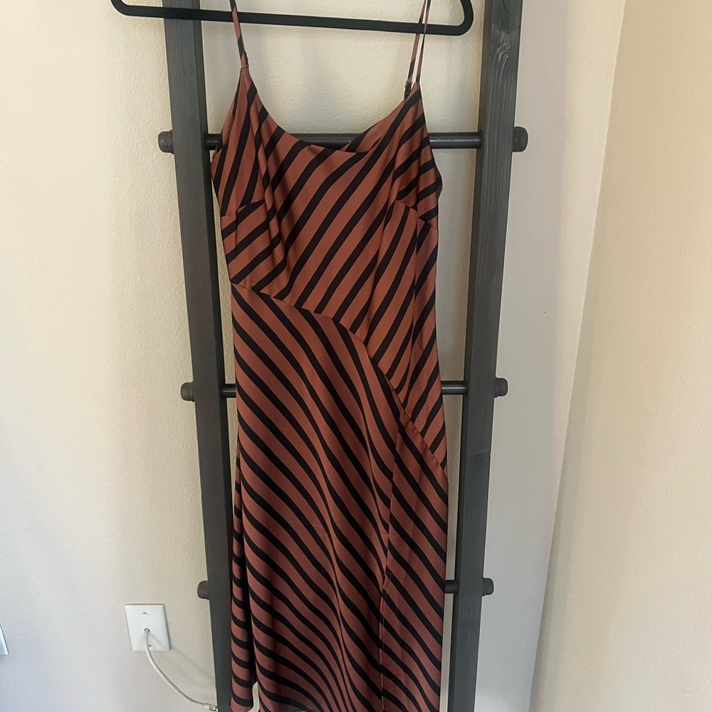 a new day Black and Brown Striped Midi Dress
